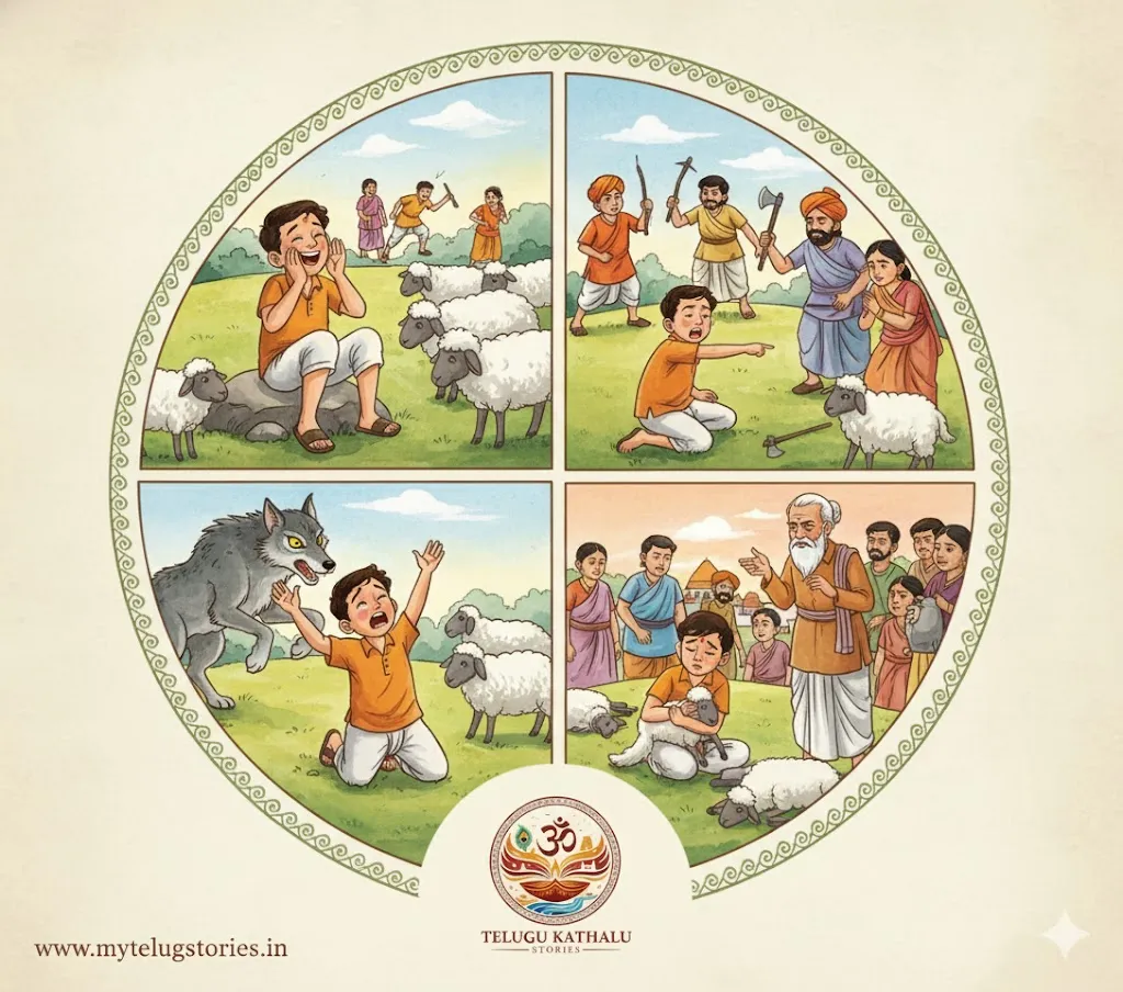 The Boy Who Cried Wolf Story in Telugu